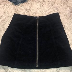 Velvet mini zip up skirt
